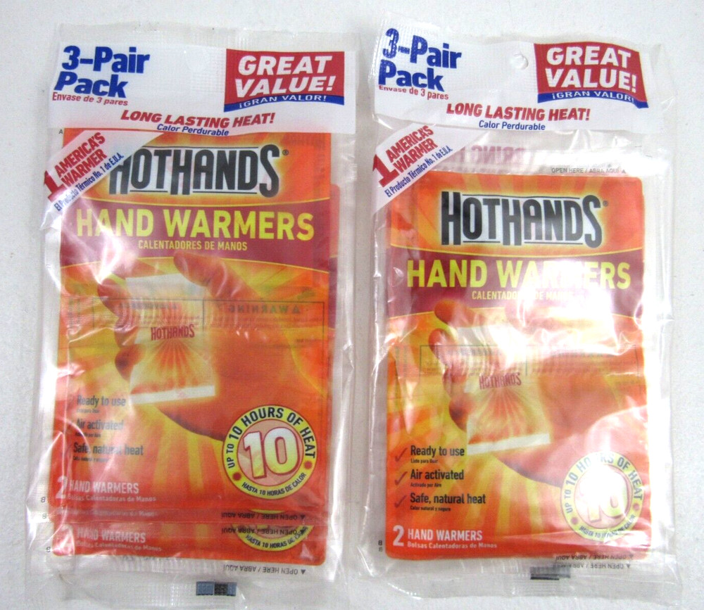 Hot Hands Lot of 2 Hand Warmer 3-Pair Value Pack 10 Hours Of Heat