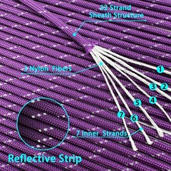 550lb Reflective Nylon Paracord 100 Feet – Perfect for Camping & Survival Gear