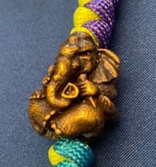 Paracord keychain. bag purse, backpack, jacket zipper pull. Brass Elephant deity