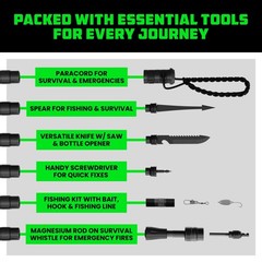 Hiking Stick with Survival Kit Durable Trekking Pole Camping Gear