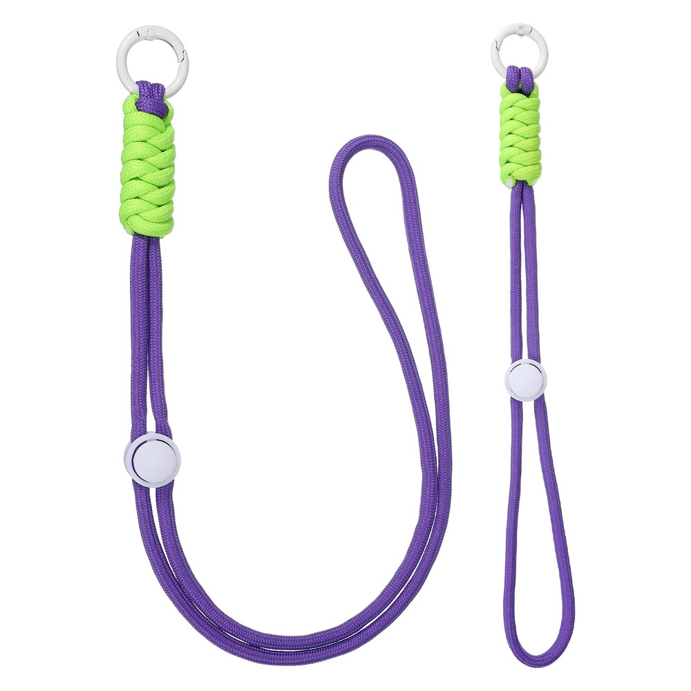 1Set Heavy Duty Paracord Keychain Lanyard for Keys , Deep Purple/Green/White