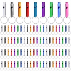 120 Pcs Emergency Whistle with Keychain, Aluminum Survival Whistle Extra Loud