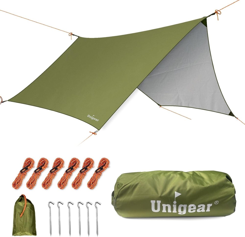 Unigear Hexagon Hammock Rain Fly,15x14FT/12x10FT 15 x 14 ft, Green