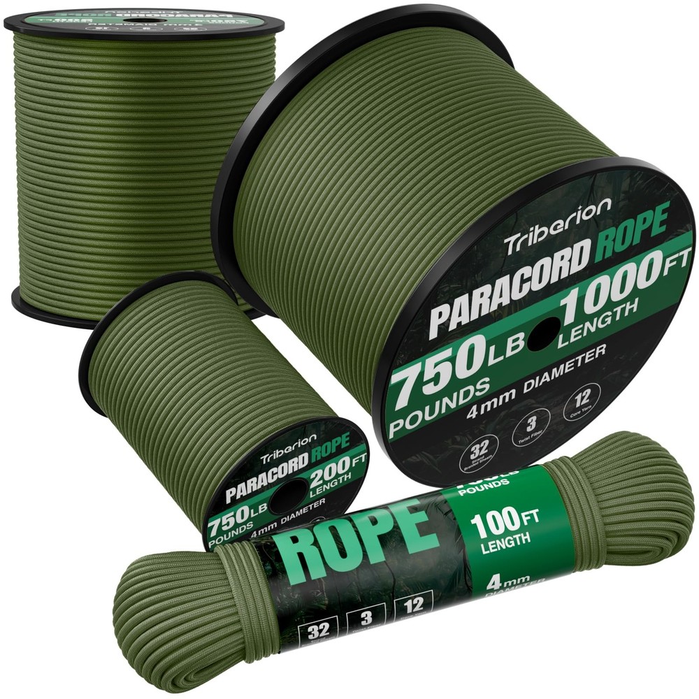 Paracord Rope 750 lb – 1000ft / 500ft / 200ft / 100ft 5/32″ Parachute Cord 4MM 1