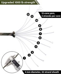 Heavy-Duty 1000lb Strength Paracord, 12-Core Design