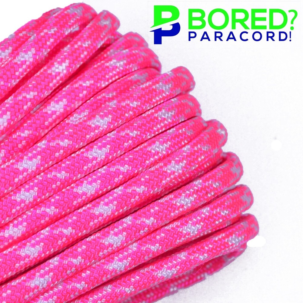 Neon Pink and White Camo – 50 FT – 550 Paracord Rope 7 strand Parachute Cord