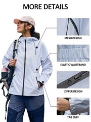 Yousify Womens Rain Jackets Lightweight Waterproof Raincoat Medium, Black