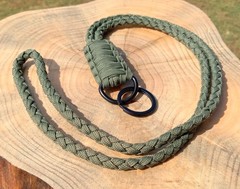ARMY GREEN 33″ GUTTED 550 Paracord Neck Lanyard/Keychain/ID badge 1″ D-ring