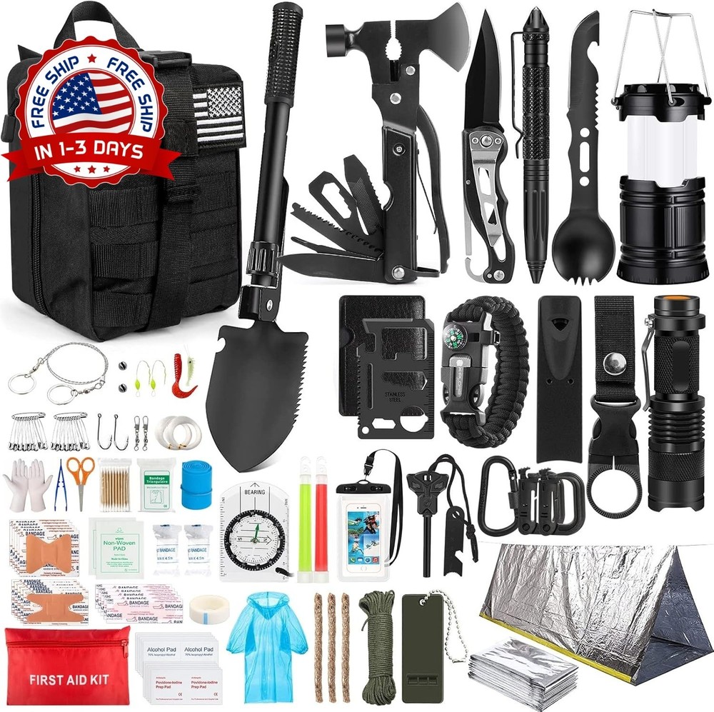 Kit de supervivencia, 250 piezas, botiquín de primeros auxilios para senderismo