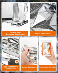 Emergency Thermal Blanket 5-Pack – Reusable Mylar Space Blanket for Camping, Car
