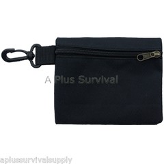 Small Multi Purpose Black Zipper Bag with Clip – First Aid Parts Survival Kits