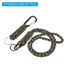 2Pcs Braided Paracord Lanyard Keychain, Paracord Neck Badge Lanyard Camo