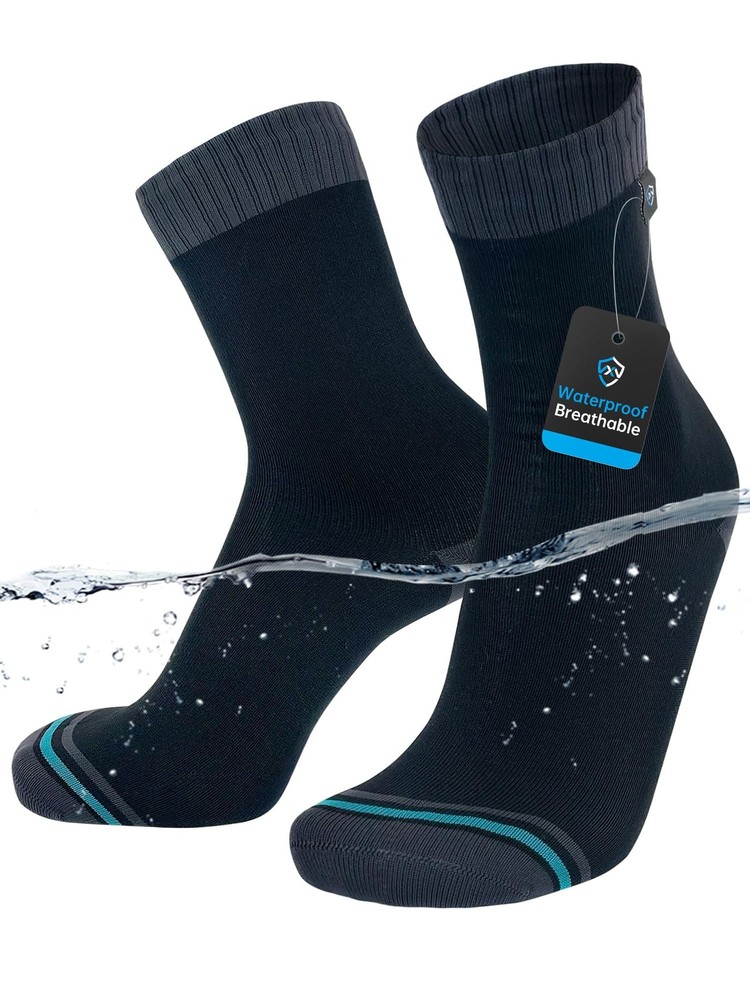 DexShell Waterproof Everyday Socks for Men & Women, Large, Jet Black Grey