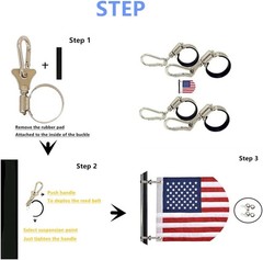 Flagpole Clip with Carabiner for Rope Loop Flagpole Bracket Stainless Steel Flag