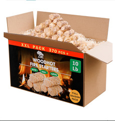 370pcs Natural Fire Starters – 10LB Odorless Long-Burning for Stove & Grill