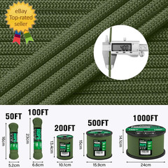 Paracord Rope 750 Lb – 1000Ft / 500Ft / 200Ft / 100Ft 5/32″ Parachute Cord 4MM 1