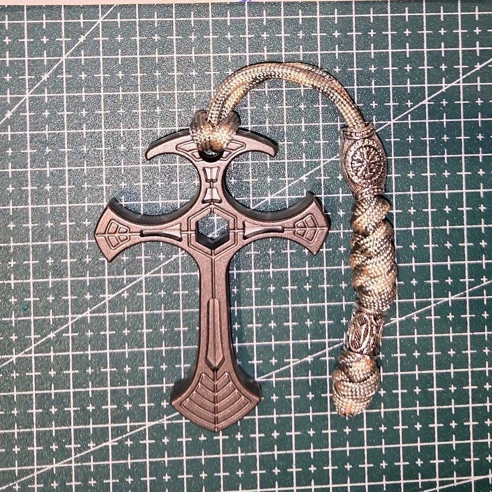 EDC Silver Metal Cross with paracord lanyard