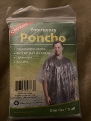 Emergency Clear Hooded Poncho 50” x 80” Lightweight reusable NEW IN PACKAGE