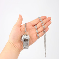 2pcs Bling Whistle, Metal Crystal Rhinestone Whistles Loud Crisp Sound Sports…