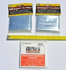 NEW EMERGENCY BLANKETS 2@56″ x 84″ 1@52″x84″ SILVER REFLECTIVE THERMAL LOT OF 3