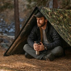 Woodland Camo Survival Tarp – Reflective Thermal