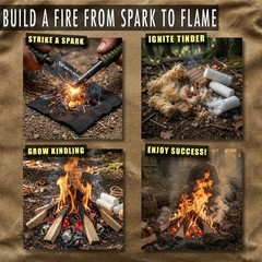 WEYLAND Bushcraft Fire Starting Kit – Ferro Rod & Magnesium Starter black