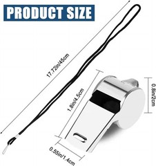 3 Pcs Whistle,Stainless Steel Sports Whistle with Lanyard for Medium, silver