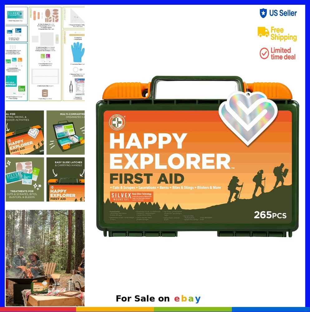 Outdoor First Aid Kit 265 Piece Camping Hiking Travel Emergency Supplies Case