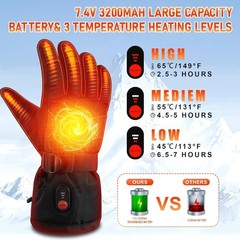 Baowenqier Heated Gloves For Men And Women Rechargeable 7.4V 3200Mah Eletric