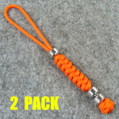 2 Pack Handmade 2mm Paracord Knife Lanyard With Steel Beads