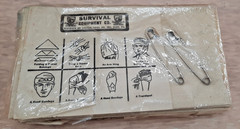 Vintage Survival Kit Lot W/ Machete Compass First Aid Gear Blue Case