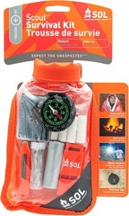 S.O.L. Scout Survival Kit: Waterproof Bag, Fire Starter, Compass, Blanket