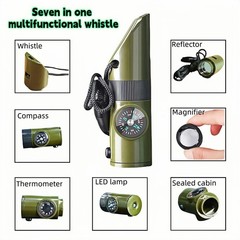 7-in-1 Survival Whistle Kit:120dB Loud Safety Whistle with Compass,Thermomete…