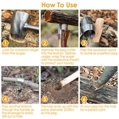 Manual Hand Auger Wrench Tool Outdoor Survival Wood Drill Kit for Bushcraft Tool