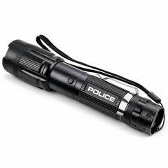 POLICE Stun Gun 1159 Heavy Duty Metal Rechargeable LED Flashlight Black