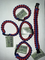 (5) Paracord Bracelets 550 Two-Tone Blue Red Survival Tactical 3/8″ Buckle NEW