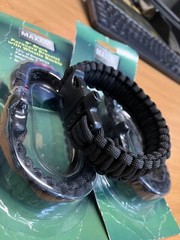 9 Maxam 9″ Paraccord Bracelets with Whistle and 12.5′ emergency Parachute Cord