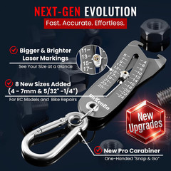 UNKENBO® Gen2 Bolt Size Finder Tool Keychain – Gauge Bolts & Nuts Head SAE 5/32