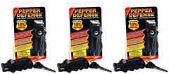 Pepper Defense 3-PACK Pepper Spray Self Defense 10% OC Maximum Strength UV Dye