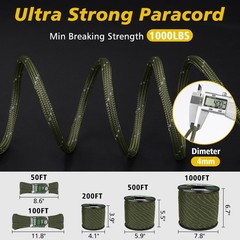 X Xben Paracord Reflective 1000Lb 50/100/200/500/1000Ft 4Mm 13 Strand Parachute
