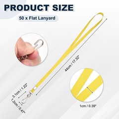 50Pcs 17.3″ Nylon Flat Lanyard with Clasp for Keys, Yellow