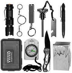 10 in 1 Emergency Tactical Gear Survival Kit Knife Blanket Compass Fire