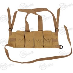 Reproduction Military Style Rhodesian Chest Rig- Webbing-Airsoft- Tan Canvas