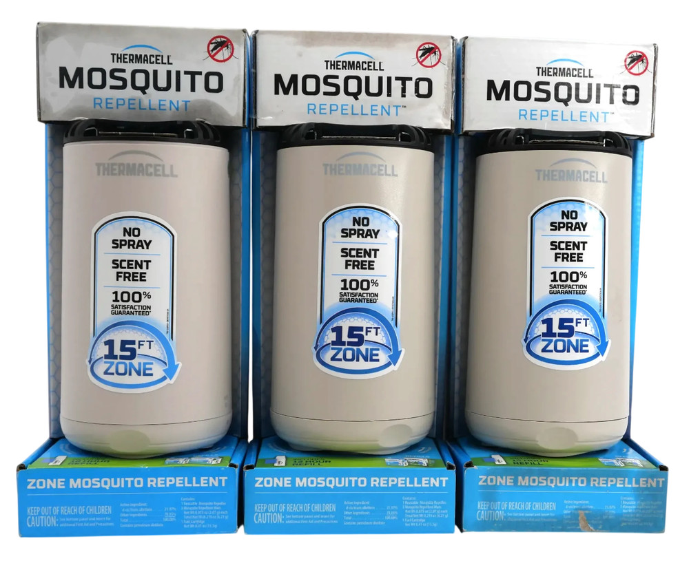 Lot of 3 Thermacell Zone Mosquito Repeller & Fuel Cartridge & 3 Repellent Mats