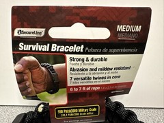 Survival Bracelet Secure Line 550 Nylon Paracord Braid Black Outdoor Medium
