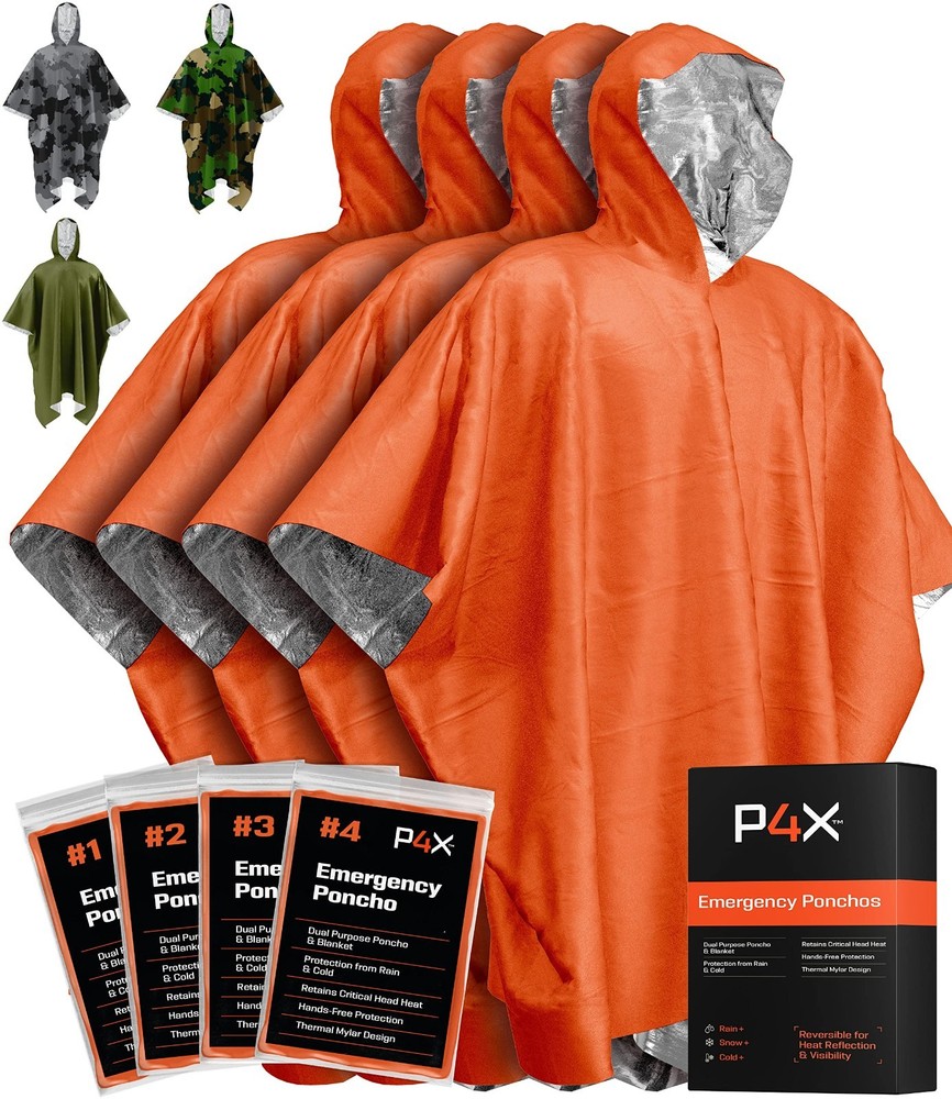 Emergency Mylar Poncho with Hood – Lightweight, Compact Survival Rain Gear for H
