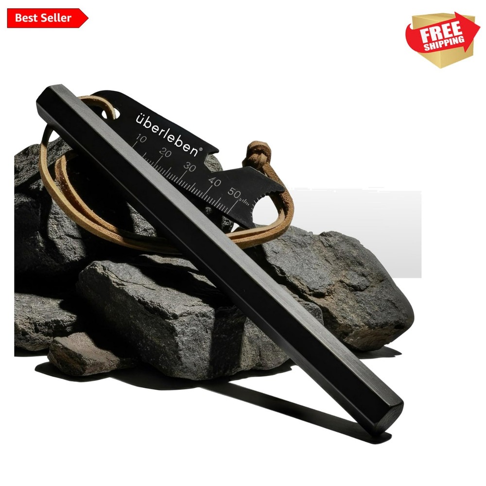 All-Weather Hex Ferro Rod Survival Tool with Multi-Function Striker & Lanyard