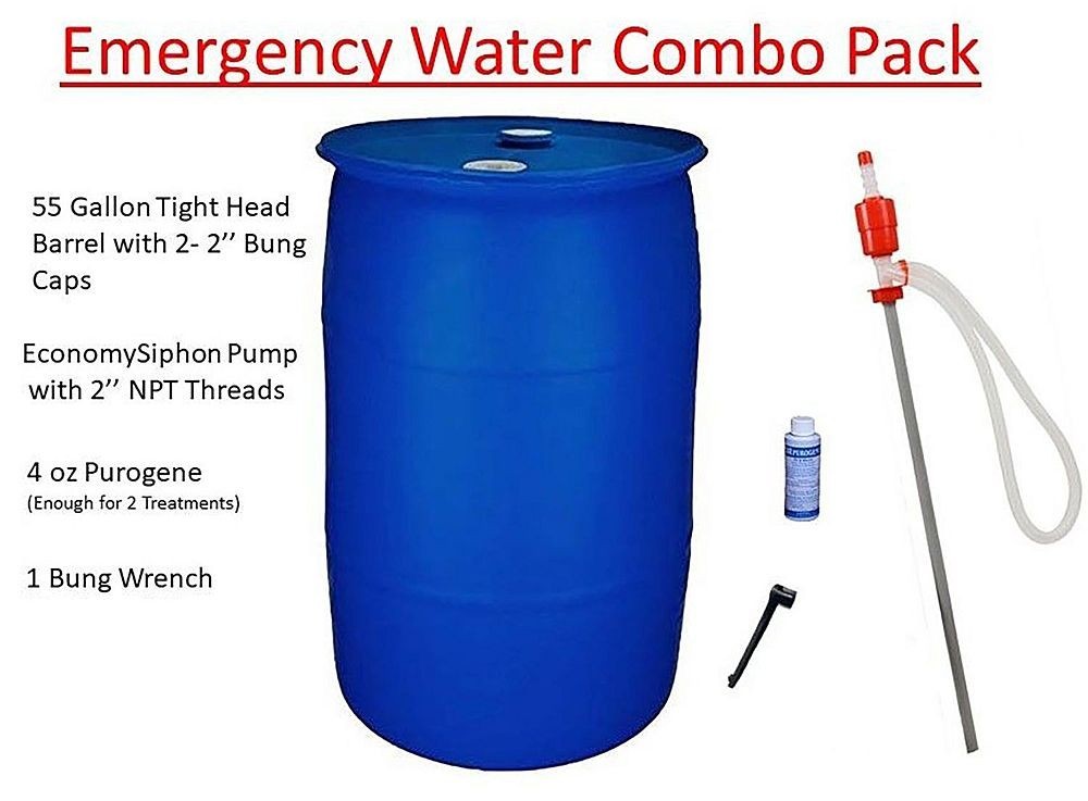 55 Gallon Emergency Water Barrel Storage Combo Pack — FREE SHIPPING