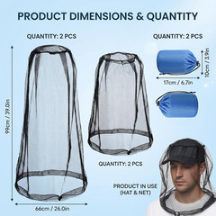2 Pack Insect Head Net for Mosquito Protection, Bug Net for Head Protection, …