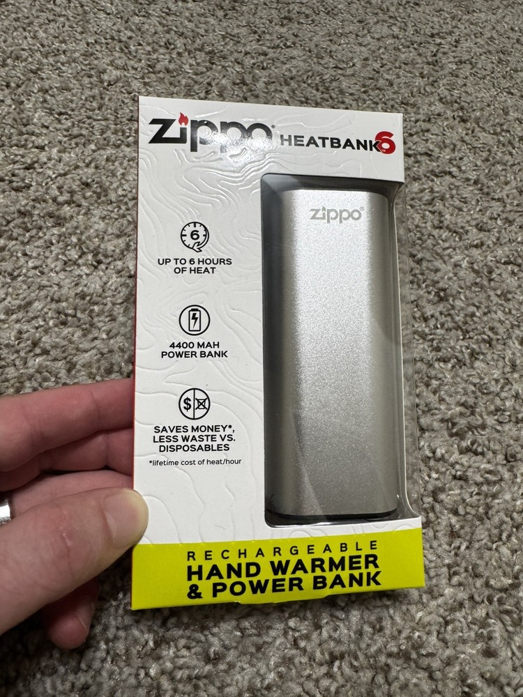 Zippo Manufacturing Company Silver HeatBank 6 Rechargeable Handwarmer New